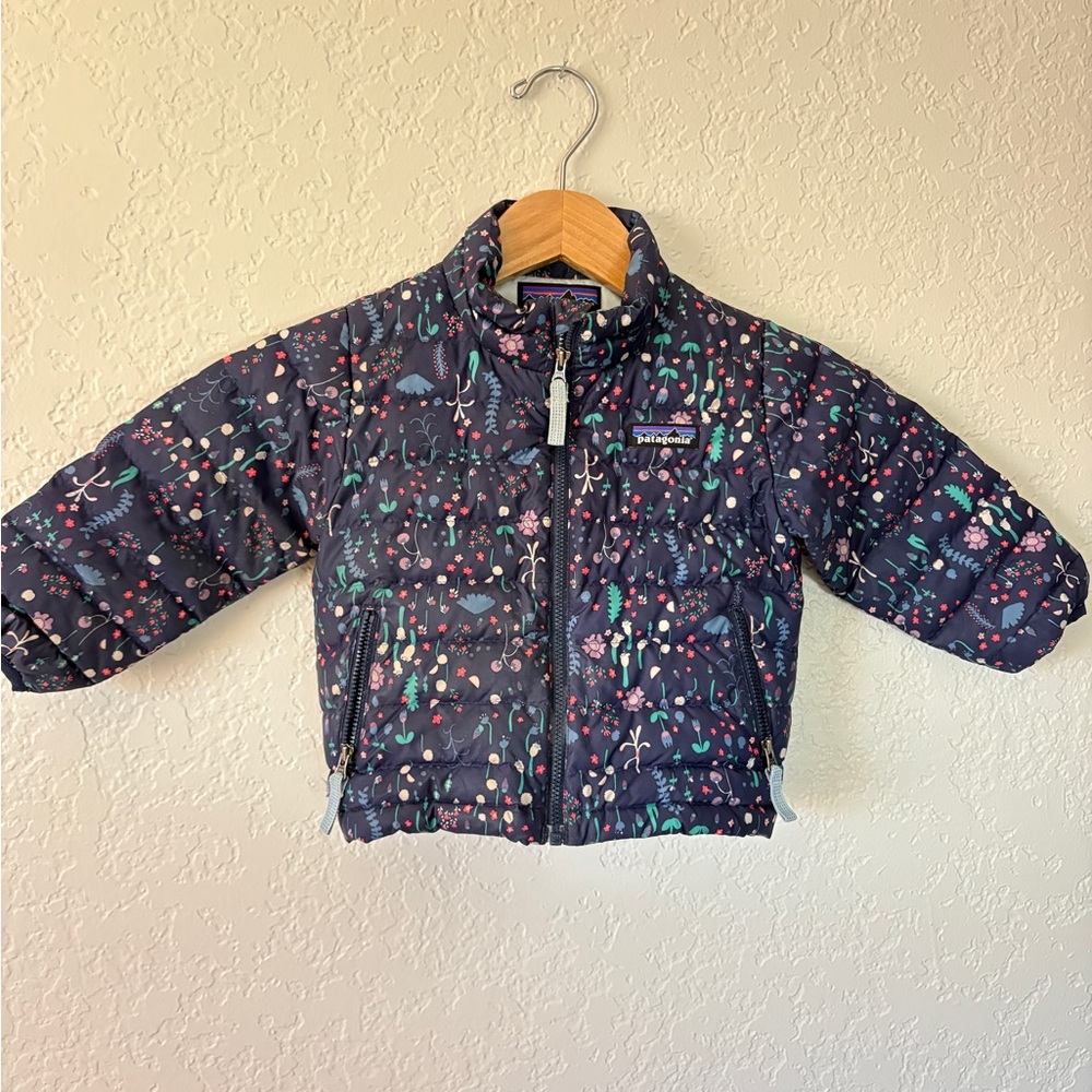 Patagonia Kids Navy Floral Puffer Jacket